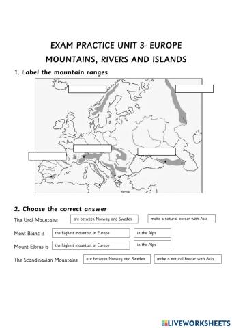 Europe- mountains and rivers