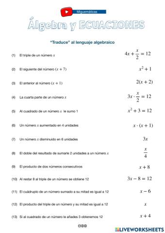 Álgebra y Ecuaciones