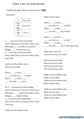 WHAT I AM- EDIE BRICKEL song