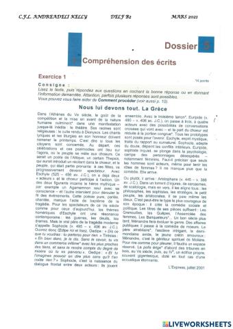 Delf B2 Test Mars 2021