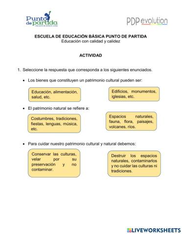 Patrimonio cultural y natural del país.