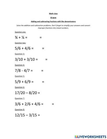 Adding and subtracting decimals