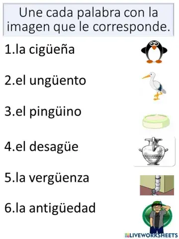 Vocabulario con las sílabas güe y güi