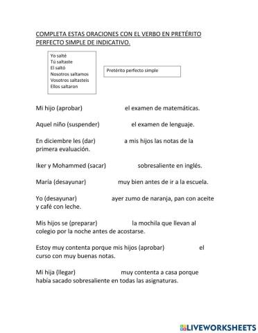 Pretérito perfecto simple