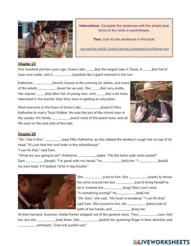 Holes Chapters 23, 25: Simple Past Verbs