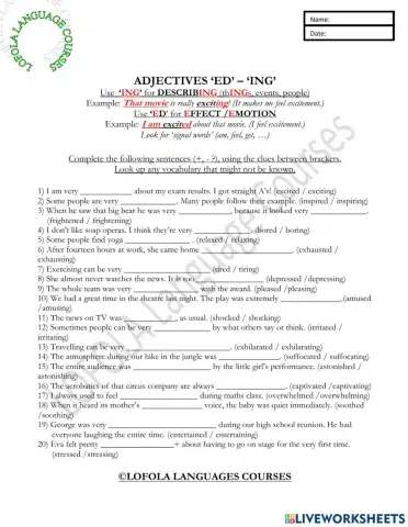 -ED versus -ING adjectives