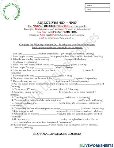 -ED versus -ING adjectives