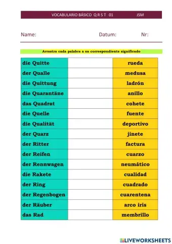 Vocabulario Básico Q R S T 01