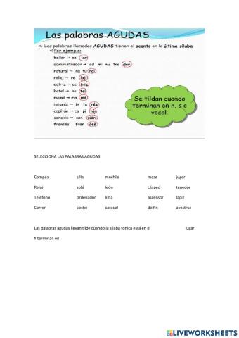 Palabras agudas