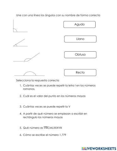 Ángulos, números mayas y romanos