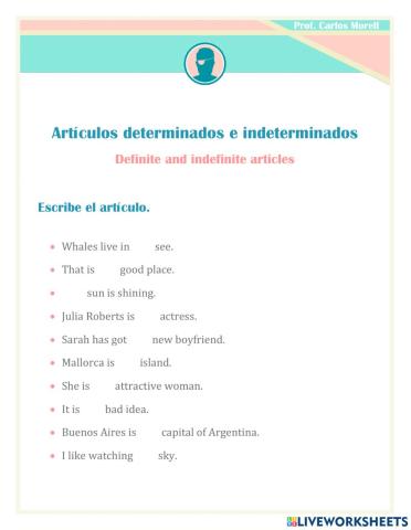 Artículos determinados e indeterminados