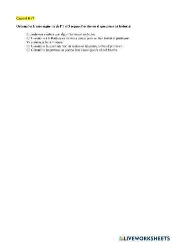 Comprensió lectora Geronimo Stilton - Un Sant Jordi de bigotis Cap.6 i 7