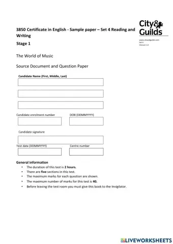 City & Guilds Stage 1