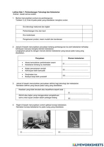 1.0 Perkembangan Teknologi dan Kelestarian