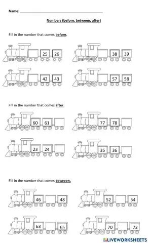 Numbers before, after and between