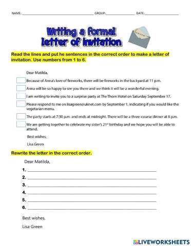 Writing a letter of invitation