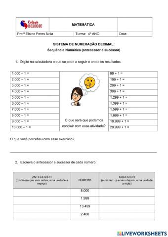 Antecessor e sucessor