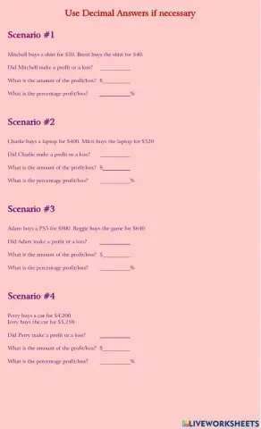 Profit Loss Percentage