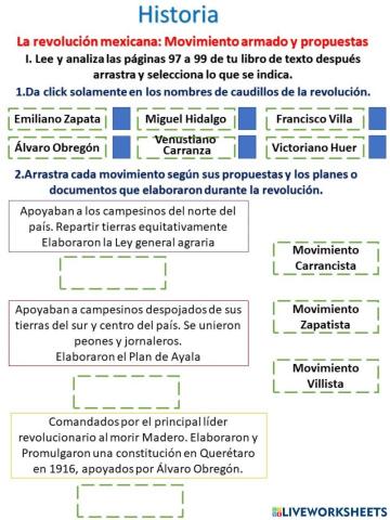 Revolución mexicana: movimientos y propuestas