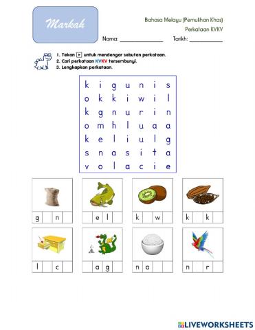 Perkataan KVKV - Mencari Perkataan Tersembunyi 03