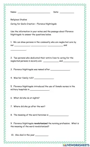 Caring for God's Creation - Florence Nightingale