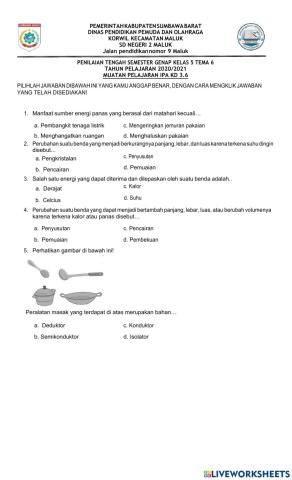 PTS IPA kd 3.6 kelas 5
