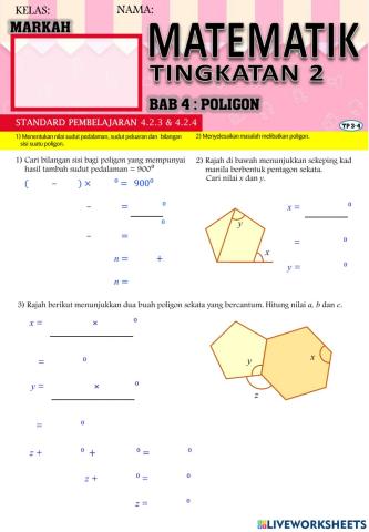 Tingkatan 2:Menyelesaikan masalah poligon