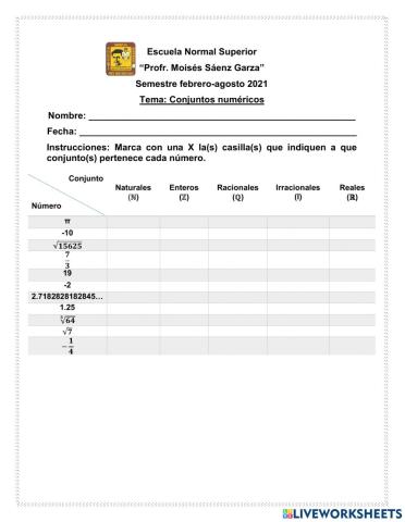 Conjuntos numéricos