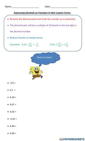 Changing Decimals to Fractions