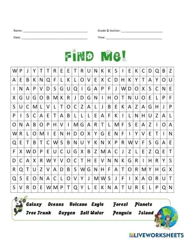 Nature Crossword Puzzle