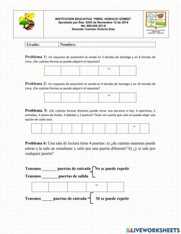 Principios de adicion y multiplicacion