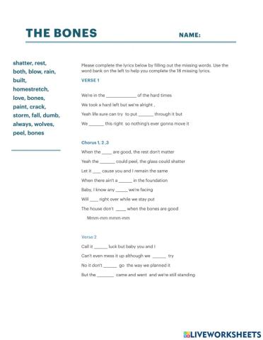 The Bones Lyrics