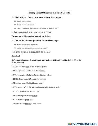Differentiating between Direct Objects and Indirect Objects