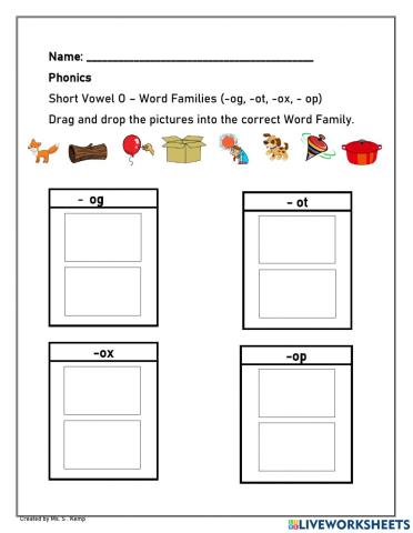 Short Vowel O - Word Family