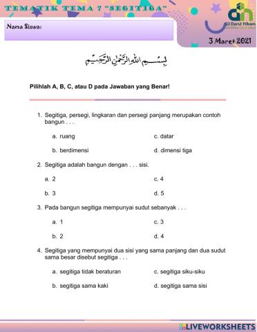 LKS Tematik Tema 7 (Segitiga)