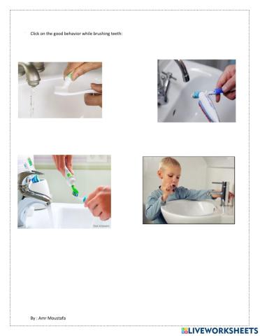 Select good behvaior while brushing teeth