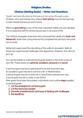 Choices (Setting Goals)