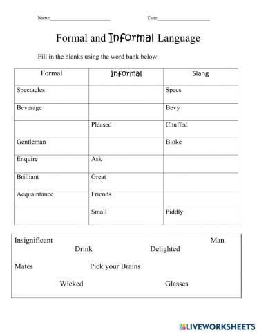 Formal and informal language