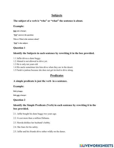 Subjects and Predicates