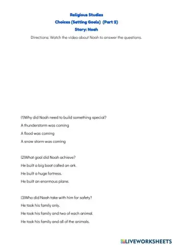 Choices - Setting Goals (Story of Noah)