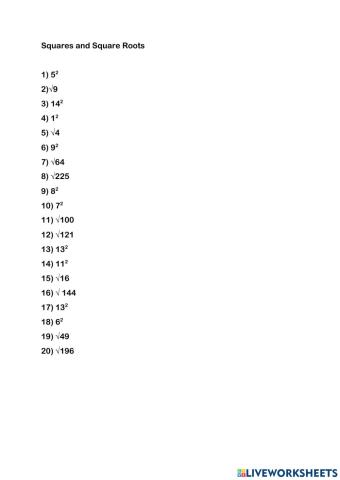 Squares and Square Roots