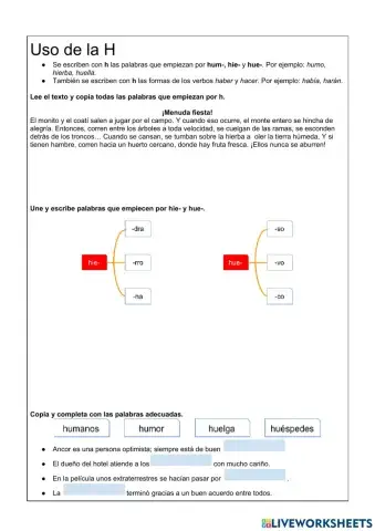 Uso de la H