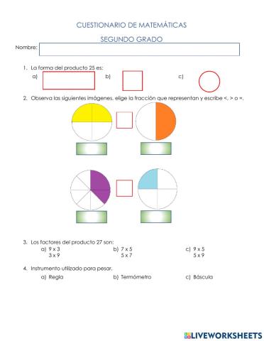 Cuestionario Matemáticas