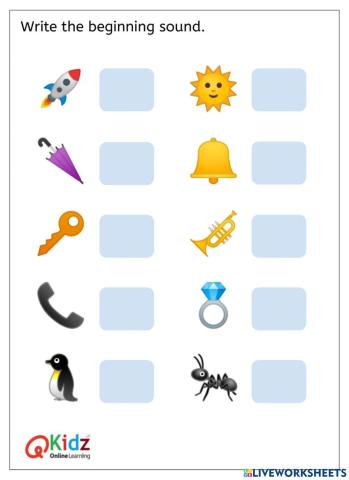 Write the beginning sound