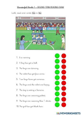 Wonderful World 1 - Second Term - Reading Exam 