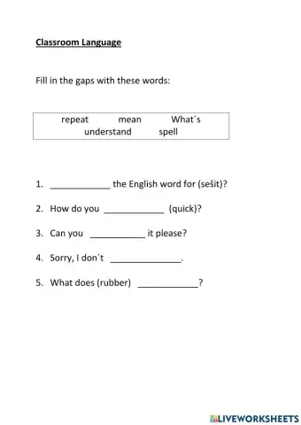 Classroom Language Gapfill