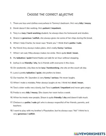 Personality Adjectives