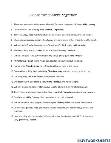 Personality Adjectives