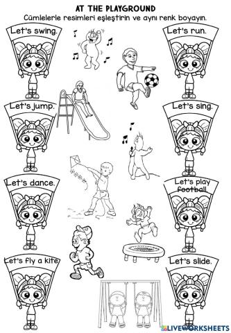 At the playground worksheets