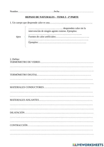 Repaso naturales tema 3 2ª parte
